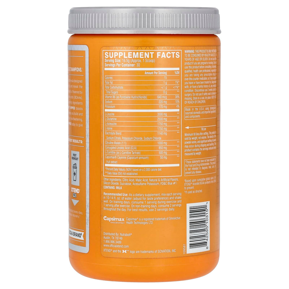XTEND Ripped BCAA Powder Blueberry Lemonade - Cutting Formula + Sugar Free Post Workout Muscle Recovery Drink with Amino Acids - 7g BCAAs for Men & Women - 30 Servings