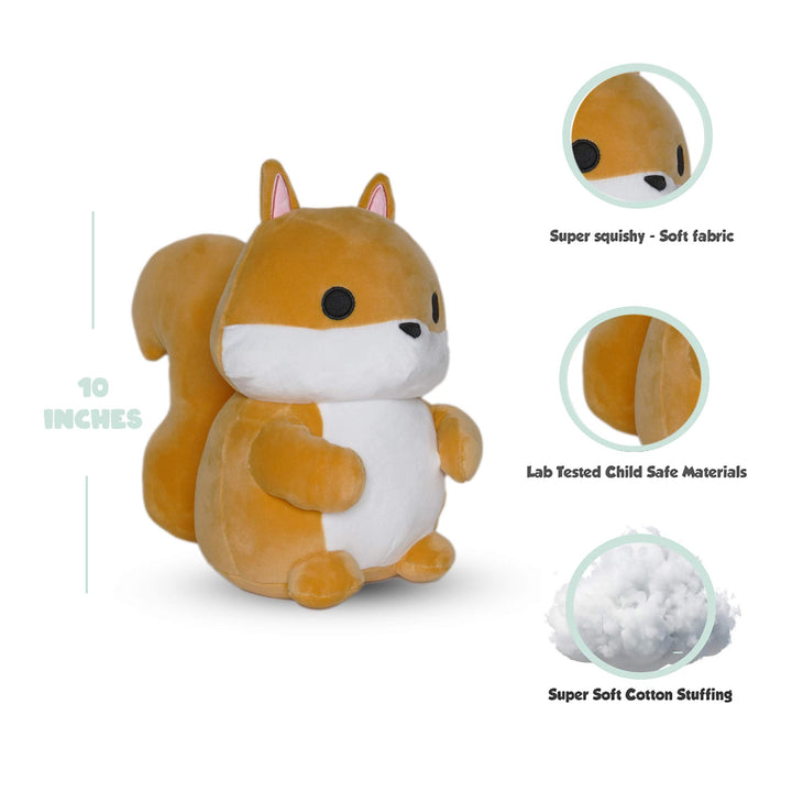 Brown Squirrel Plush Toy - 10 Inches Plushie Stuffed Animal - Hug and Cuddle with Squishy Soft Fabric and Stuffing for Boys and Girls