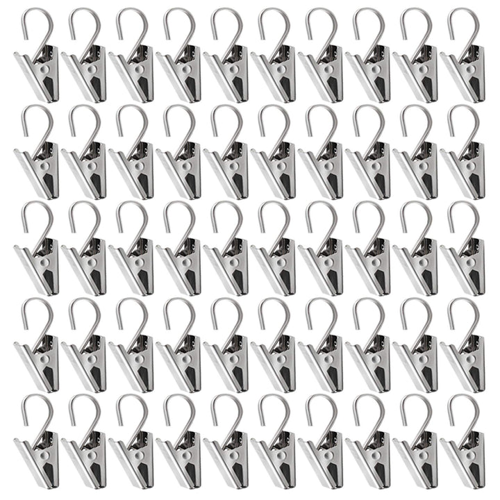50 PCS Stainless Steel Curtain Hooks Curtain Clips with Hook, Curtain Rod Hooks, S Hooks for Hanging Curtain, Photos, Home Decoration Outdoor Christmas Party Wire Holder