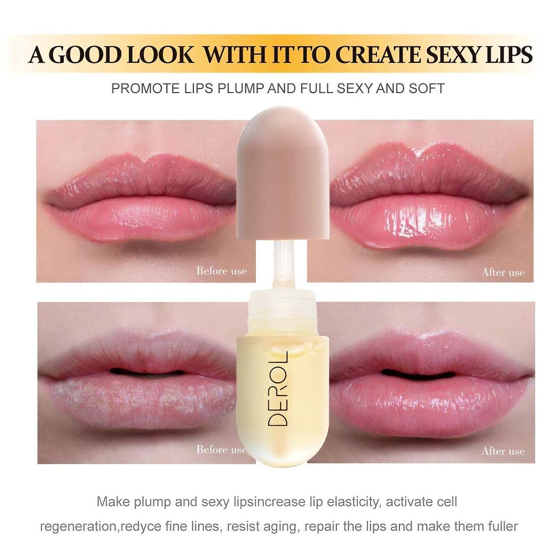 DEROL Lip Plumper, Natural Lip Plumper and Lip Care Serum, Lip Enhancer for Fuller, Lip Mask, Beautiful Fuller, Hydrating &amp; Reduce Fine Lines 5.5ML (Day)