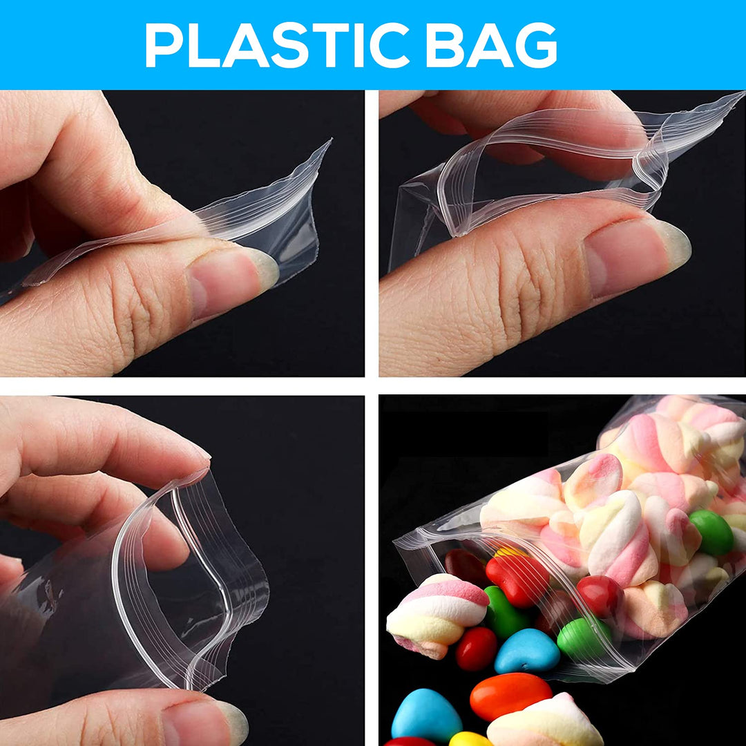 200pcs (100pcs 2 x 3 + 100pcs 3 x 4) Small Clear Plastic Poly Self Sealing Bags, Mini Resealable Bags Pockets, Reclosable Locking Baggies for Storage Jewelry, Snacks, Candy, Beads, Screws