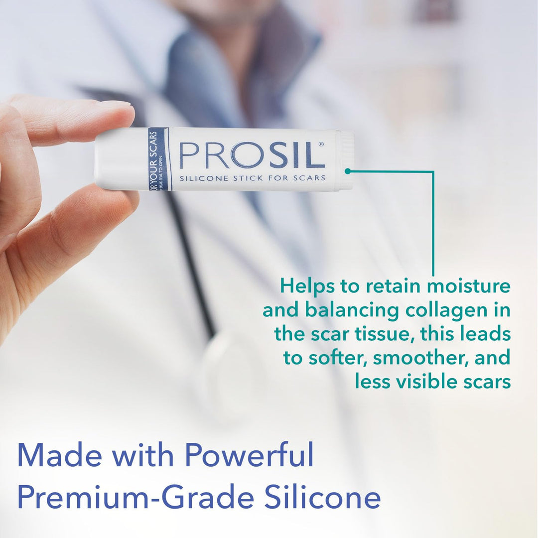 ProSIL Silicone Scar Stick - Scar Gel for Surgical Scars, Acne, &amp; Burns - Silicone Gel for Scars is Safe for Children, Men &amp; Women - Silicone Scar Gel Provides Effective Scar Therapy, 17g