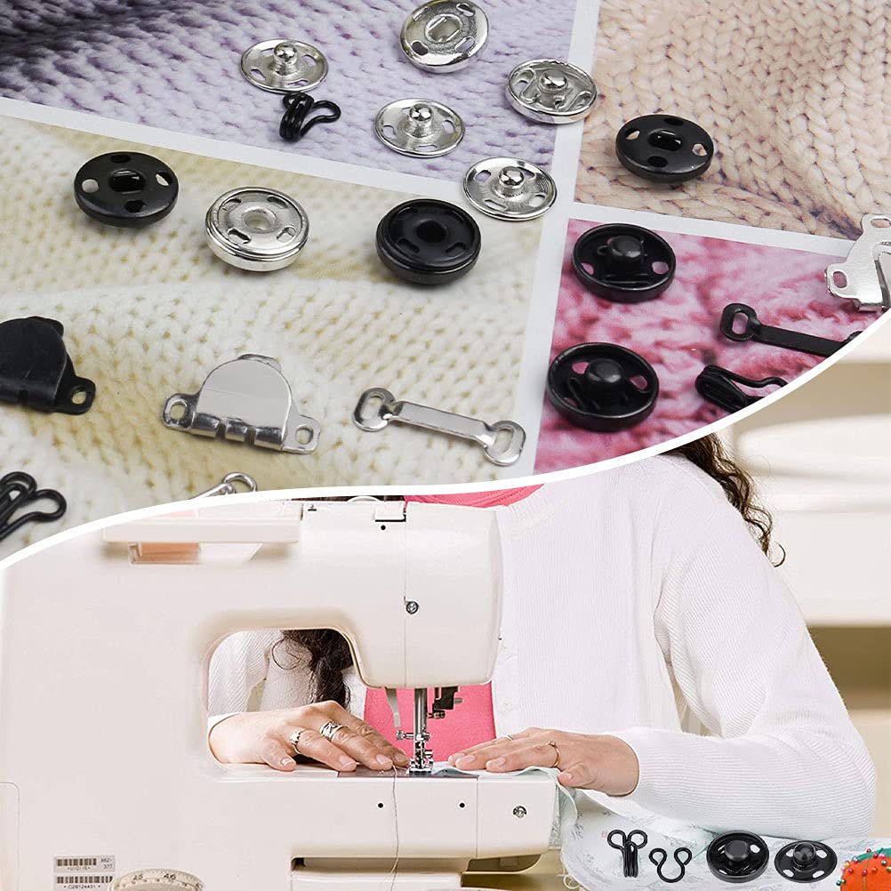 FASHIONTOAD 50 Pairs 3 Styles Skirt Hooks and Eyes Sewing Hook, Sewing Snaps Clothing Fixing Tools with Metal Snaps Buttons Fasteners Press Studs for Trousers Skirt Dress Sewing and Crafting