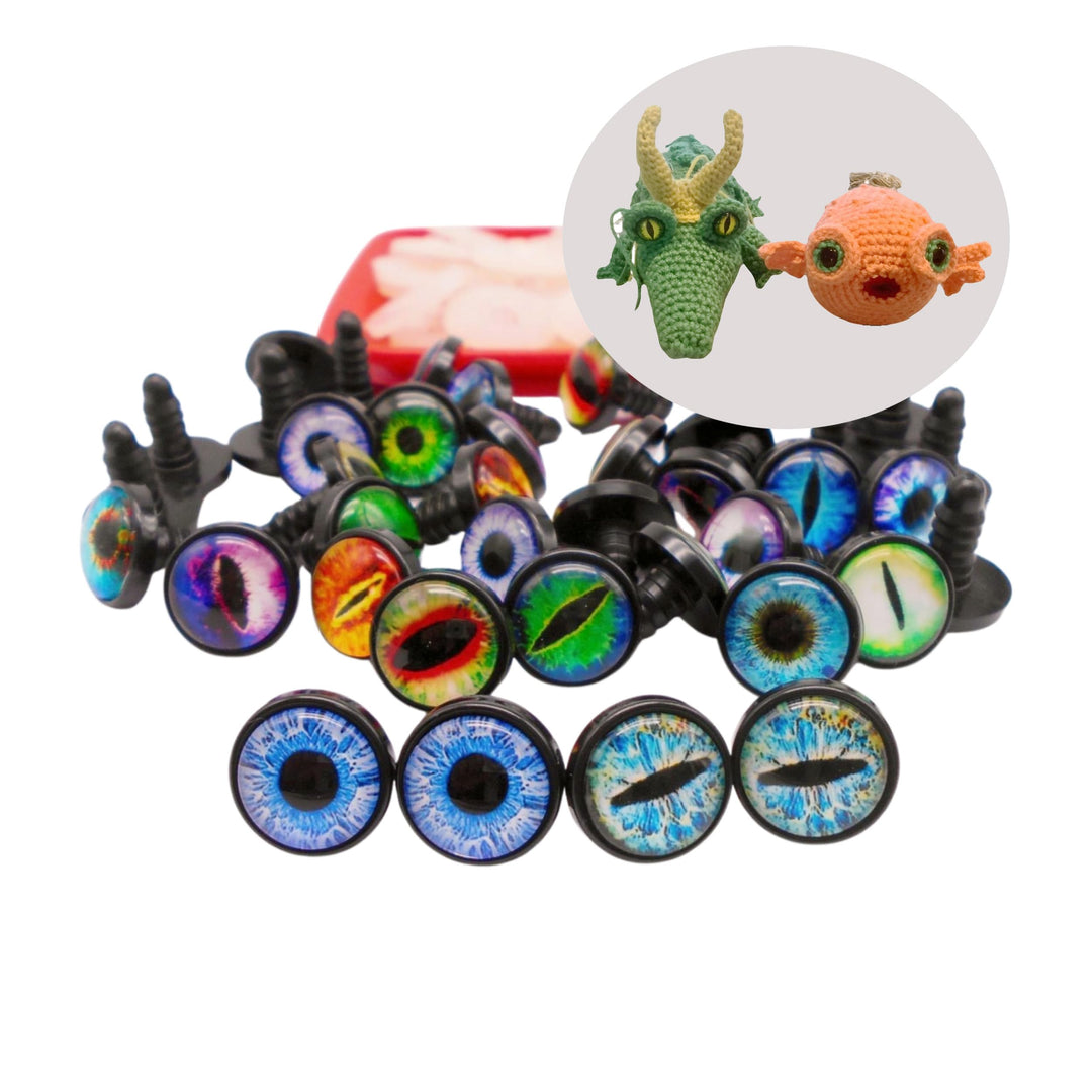 16 Pairs 14mm 16mm Dragon Eye Safety Eyes with Washer for Stuffed Animal Eyes Amigurumi Crochet Toy Craft Eyes for Teddy Bear Doll Making Supplies (16MM)