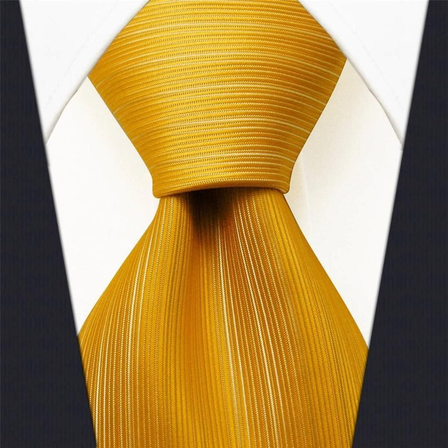 Executive Wardrobe Accessory, Handmade 100% Classic Silk Woven Solid Gold Men's Neck Tie, (3.4 Necktie) in gift box