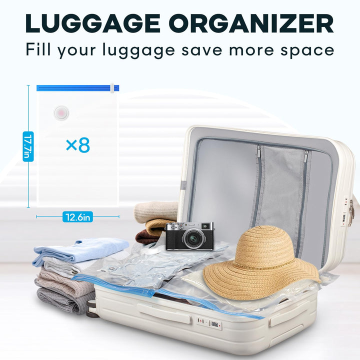 VMSTR Vacuum Storage Bags, Carry-on Size, 8 Pack Refill Set (17.7 x 12.6)