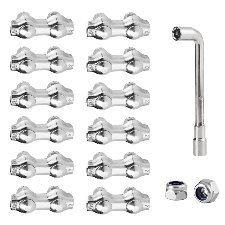 1/16 Wire Rope Clips Cable Clamp with Spanner,24pcs M2 Stainless Steel Wire Rope Clamps with Anti-Loosening Lock Nuts,U Bolt Cable Fastener for 1/16 Cable Wire Rope Securing