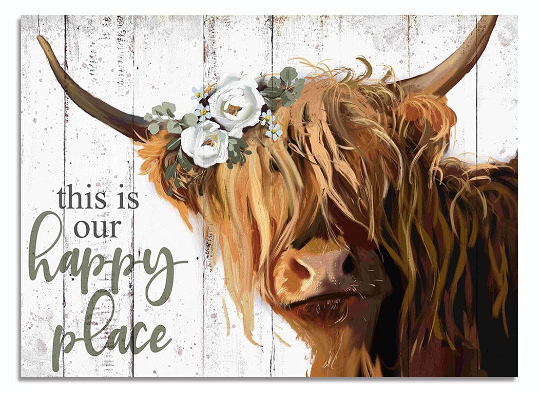 Highland Cow Wall Art - This Is Our Happy Place Inspira
