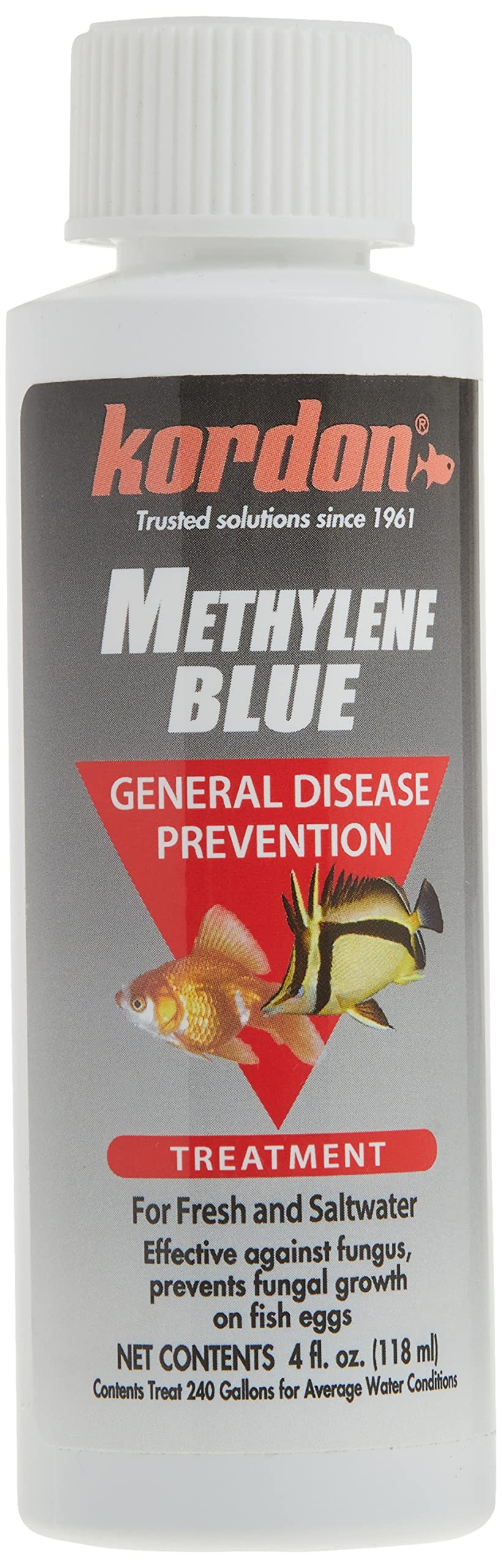 Methylene Blue Disease Preventative – Safe for Freshwater & Saltwater Aquariums, Prevents Fungal Infections & Treats Parasites, Reduces Fish Stress, 4-Ounces