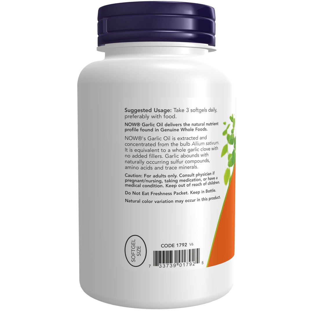 NOW Foods Supplements, Garlic Oil 1500 mg, Serving Size