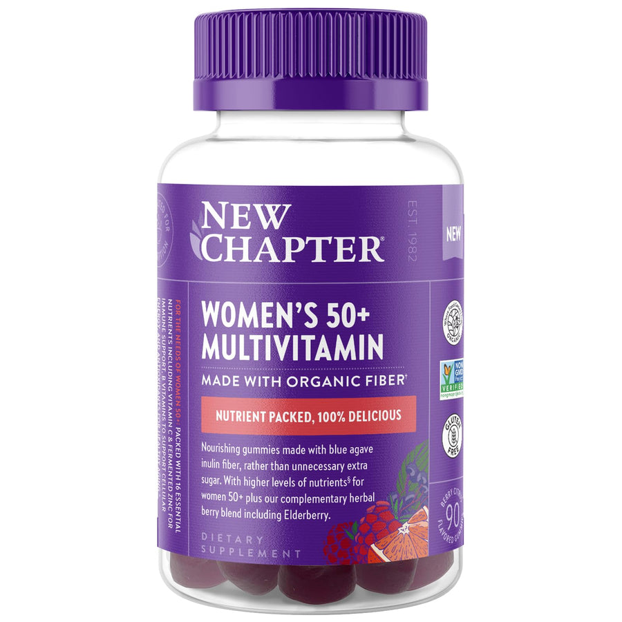 Women’s 50+ Multivitamin Gummies – 66% Less Sugar, Women’s Healthy Aging Gummy Vitamins with Vitamin C, B Vitamins & Zinc, Non-GMO, Gluten Free, Berry Citrus Flavored, 90 ct