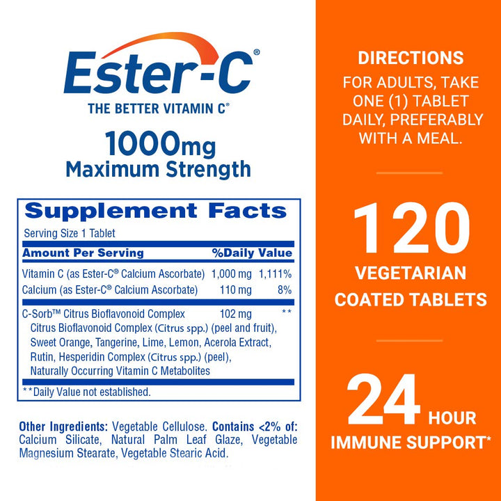 Ester-C Vitamin C 1000 mg Coated Tablets, Immune System