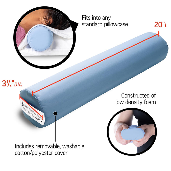 The Original McKenzie Cervical Roll, 20 Neck Support Pillow to Relieve Neck and Back Pain - Round Pillow for Improved Sleeping Support and Cervical Pain Relief - Made in The USA