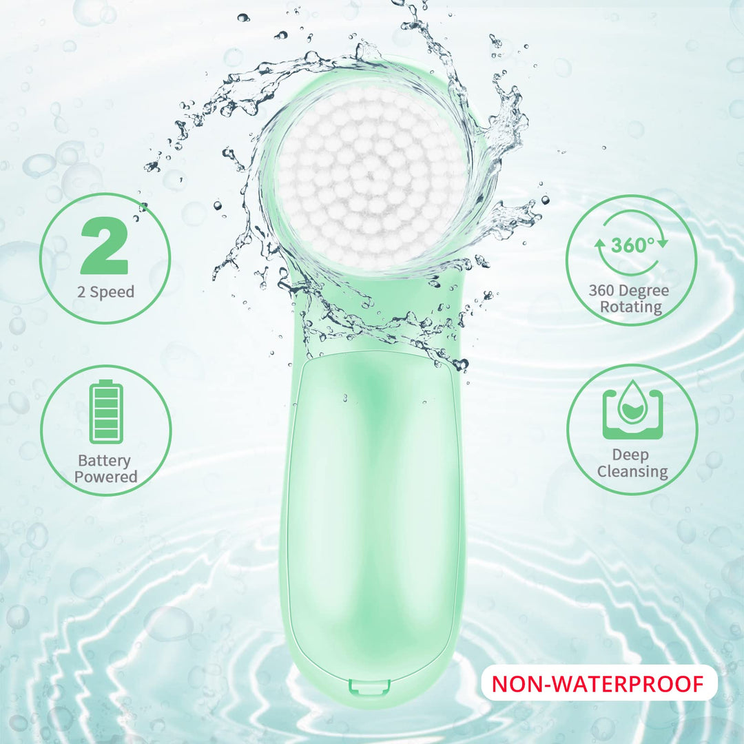 Electric Facial Cleansing Brush 7 in 1 - Face Skin Spin Brush for Deep Cleansing, Gentle Exfoliating, Blackhead Removing and Massaging, Battery Operated Facial Cleanser Brush
