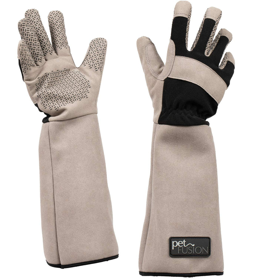 Multipurpose Pet Glove for Grooming, Trips to Vet, Handling. [Puncture & Scratch Resistant, Water Resistant]. 12 Month Warranty for Manufacturer Defects Grey
