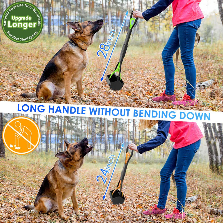 Pooper Scooper 28 Long Handle Portable Pet Poop Scooper for Large and Small Dogs,High Strength Material and Durable Spring,Great for Lawns, Grass, Dirt, Gravel