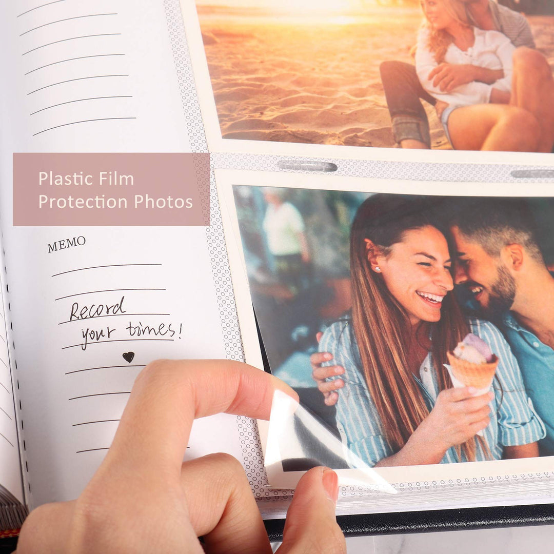 Photo Album Holds 200 4x6 Photo Book Premium Leather Cover Page Sleeves Family Small Personalised Picture for Wedding Anniversary Book Albums Baby Photos Albums(Gray)