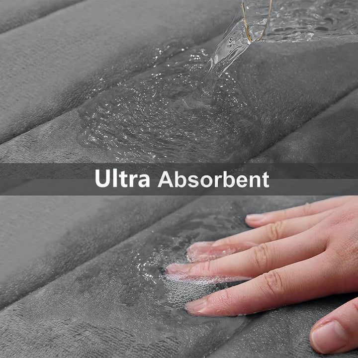 Memory Foam U-Shaped Contour Toilet Rugs, Non Slip Absorbent, Thick Soft Washable Bathroom Mat, Floor Carpet Bath Rugs Mat for Toilet Base (24 x 20, Grey)