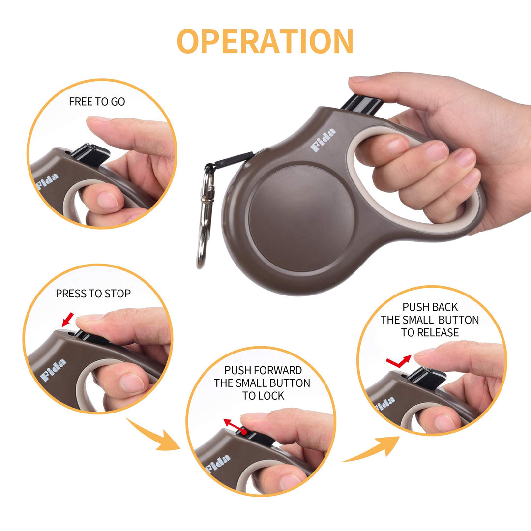 Fida Retractable Dog Leash, 16 ft Dog Walking Leash for
