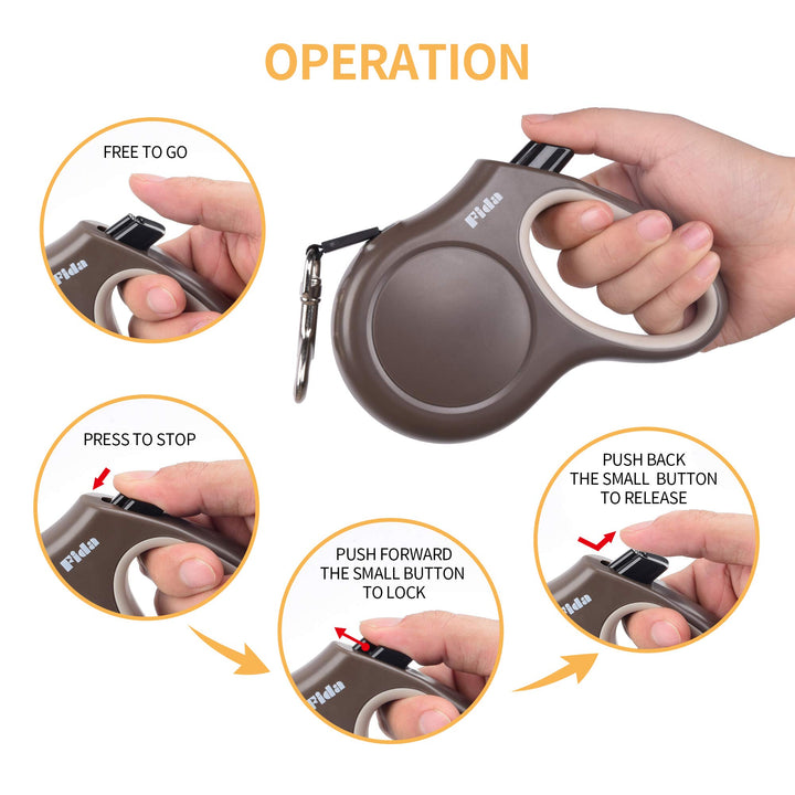 Fida Retractable Dog Leash, 16 ft Dog Walking Leash for