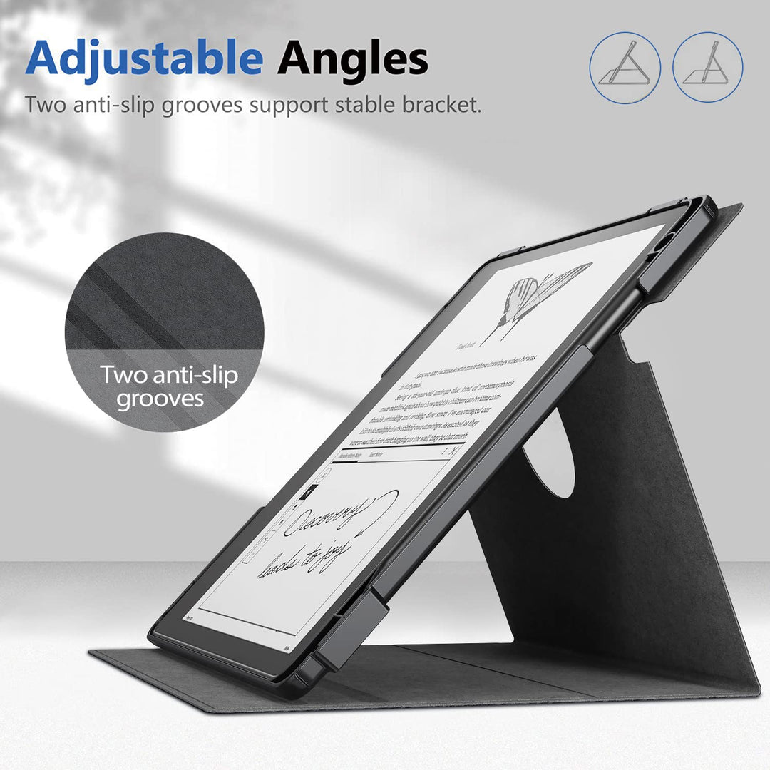 Case for Kindle Scribe, Vertical Multi-Viewing Adjustable 360 Degree Rotating Stand Cover for Kindle Scribe 10.2”, Auto Sleep/Wake with Pen Holder, 10.2 inch 2022 Released (Black)