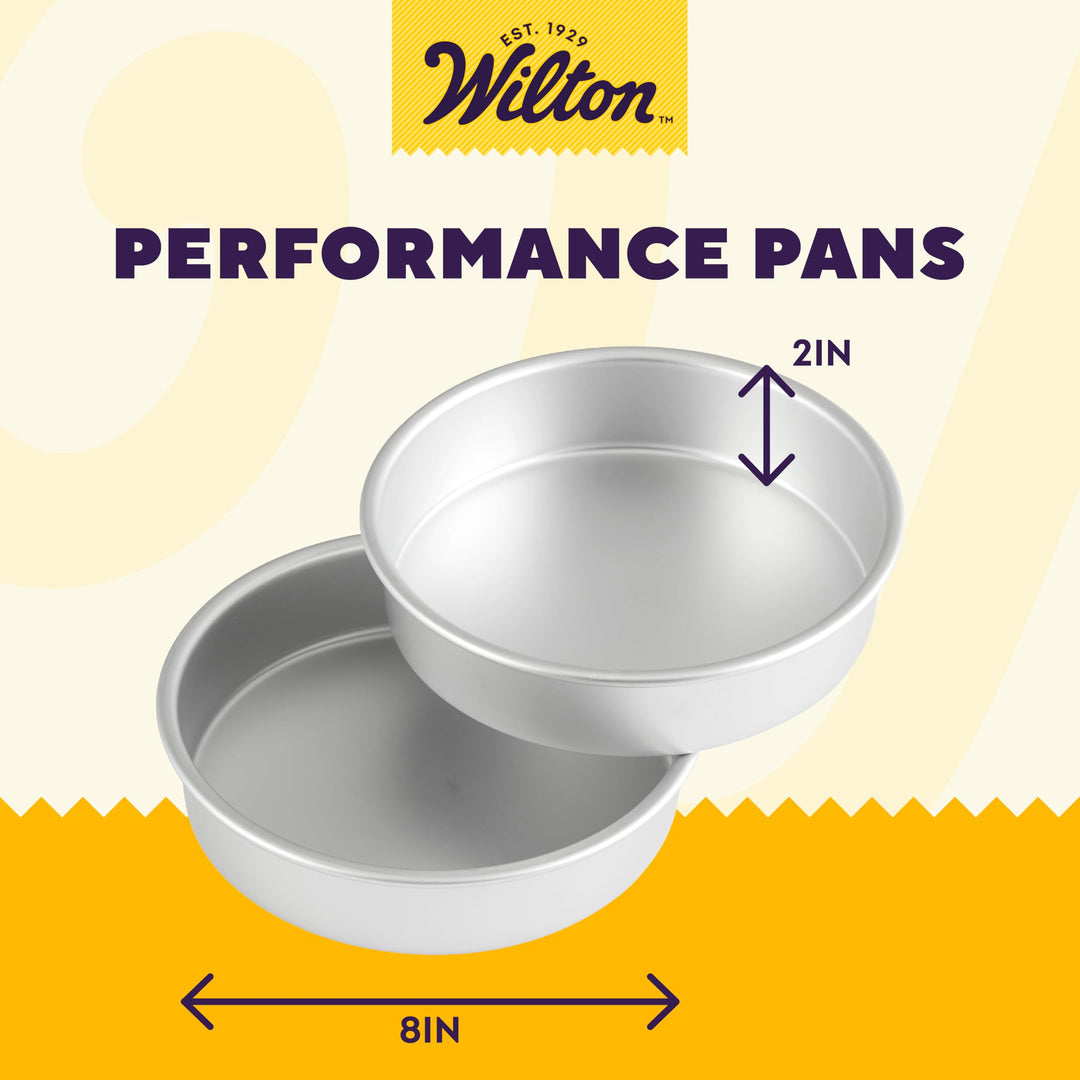 Performance Pans Aluminum Round Cake Pan, 8 x 2 in., Pack of 2