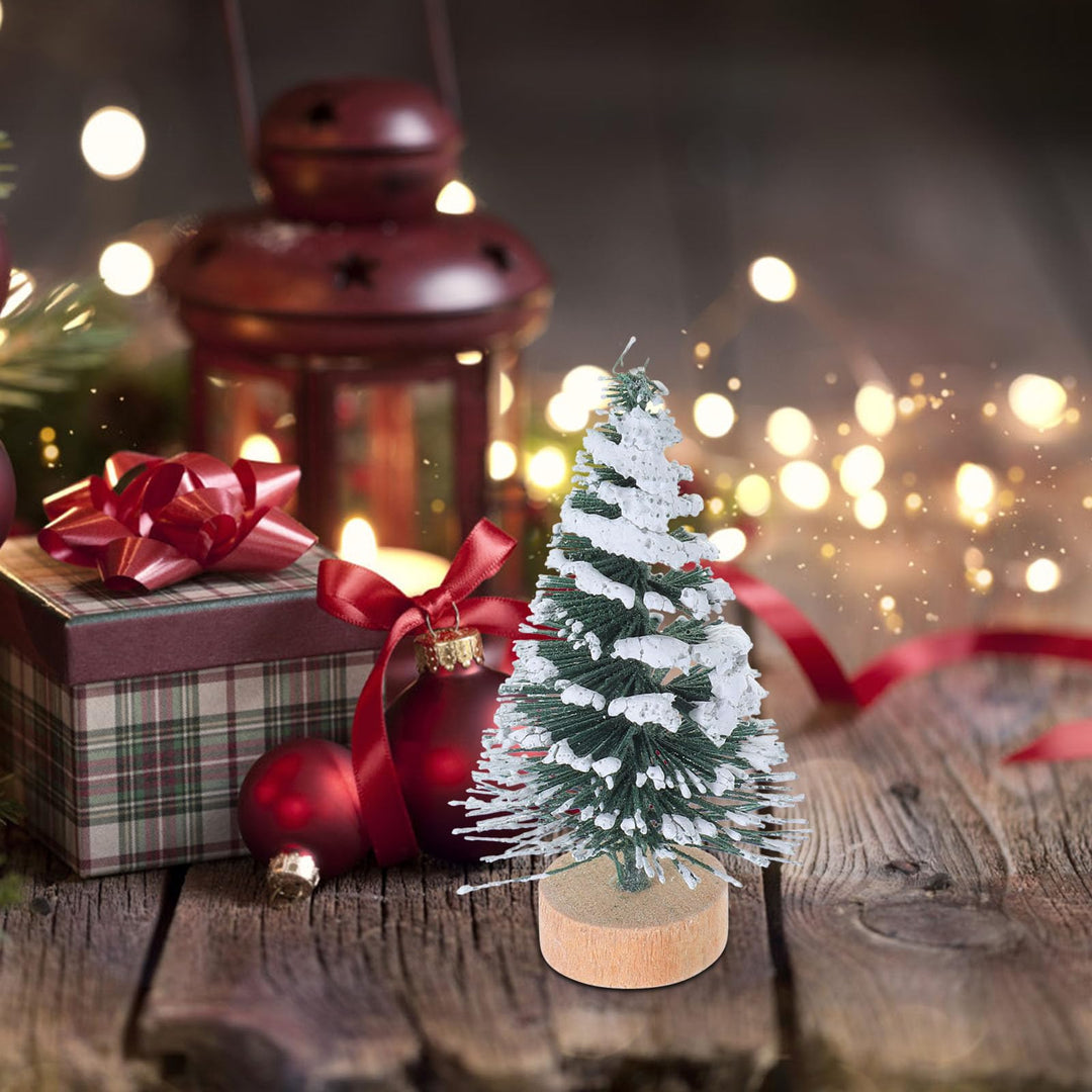 Artificial Pine Tree 10Pcs 5cm Mini Christmas Tree with Snow Covered Artificial Sisal Tree Pine Tree for Christmas Scenes Decor Home Party Bar Desktop Ornament Miniature Trees for Crafts