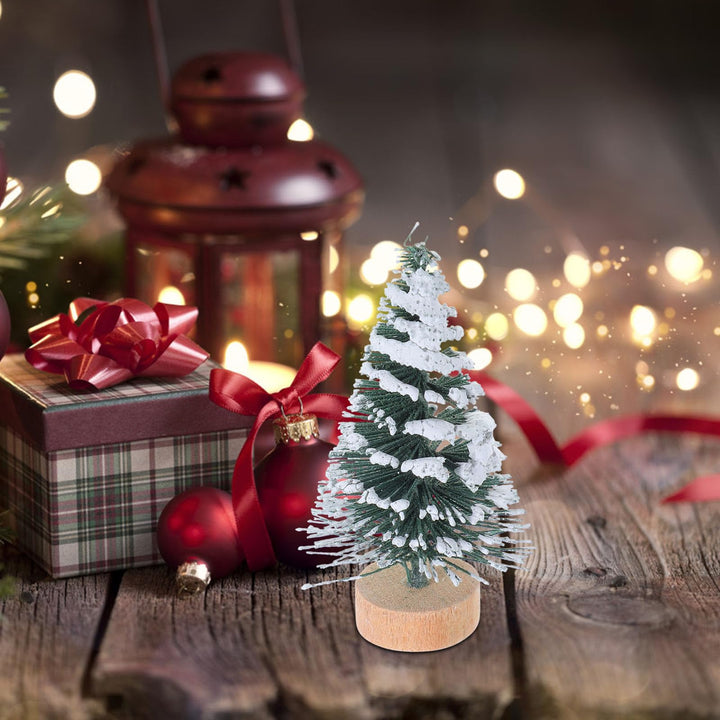 Artificial Pine Tree 10Pcs 5cm Mini Christmas Tree with Snow Covered Artificial Sisal Tree Pine Tree for Christmas Scenes Decor Home Party Bar Desktop Ornament Miniature Trees for Crafts