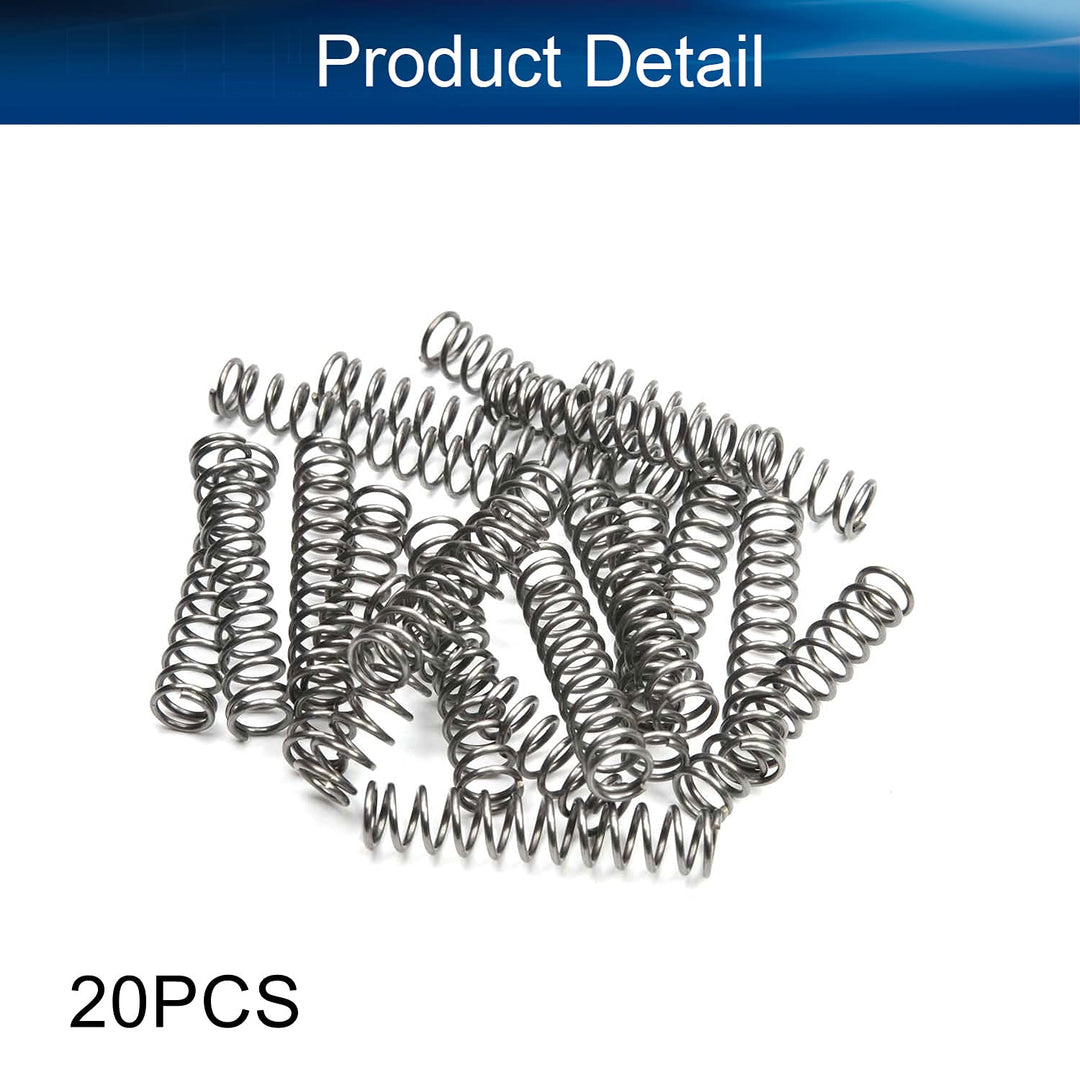 Compressed Spring,Spring Steel Small Coiled Extension Spring for Ball Pen Wire Dia 1mm OD 8mm Length 40mm 20Pcs