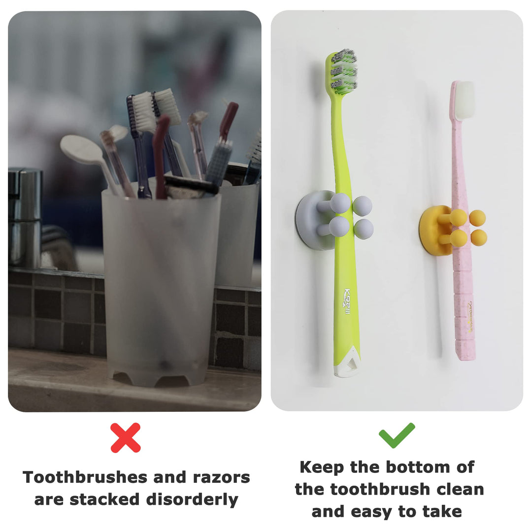 4 pcs Silicone Toothbrush Holder Multi-Function Hook Wa
