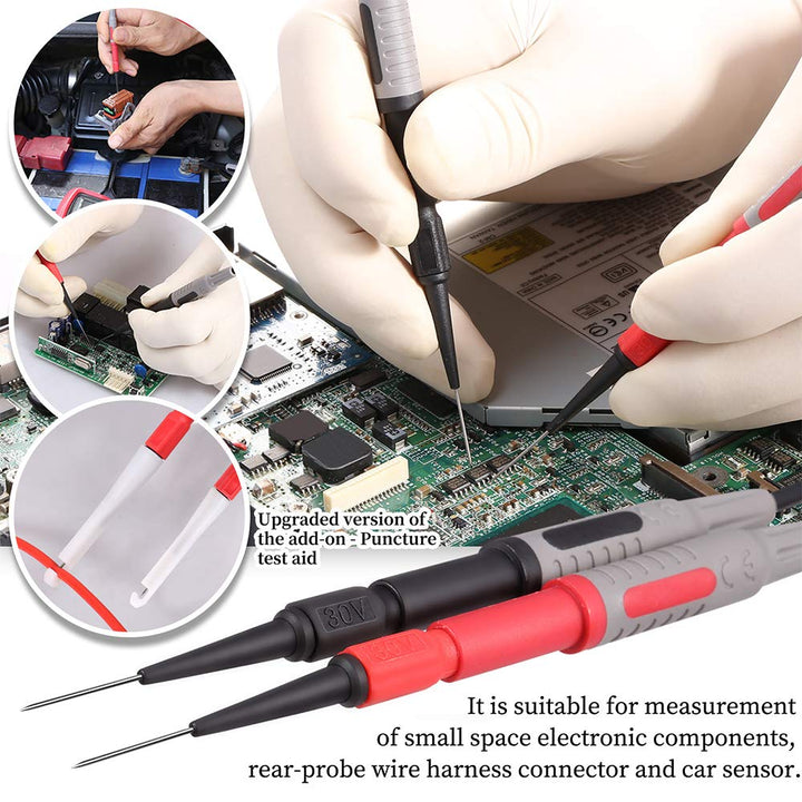 25-Piece Multimeter Leads Kit, Professional and Upgraded Test Leads Set with Replaceable Gold-Plated Multimeter Probes, Alligator Clips, Test Hooks and Back Probe Pins.