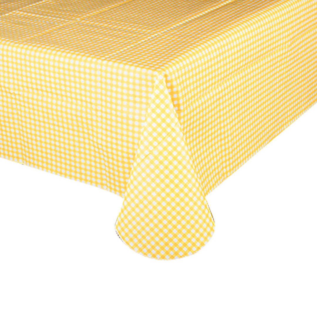 Vinyl Tablecloth with Flannel Backing Waterproof Oil-Proof,PVC Table Cloth Stain-Resistant Wipeable Rectangle Table Cover for Indoor and Outdoor- Size: (Yellow,60X90 Inch)