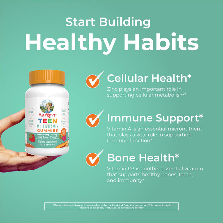 Multivitamin for Teens | Teen Multivitamin Multimineral Gummies with Vitamin B, C, D and E, Biotin, Zinc | Teen Vitamins | Vegan | Sugar Free | Gluten Free | 60 Count