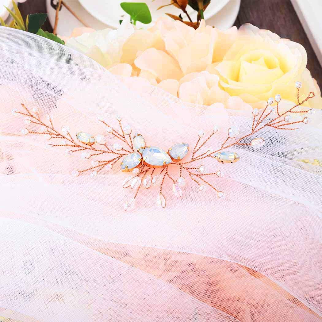 Wedding Rose Gold Crystal Hair Vine Bridal Rhinestone Headband Accessories Delicacy Sparkle Headwear For Women And Girls
