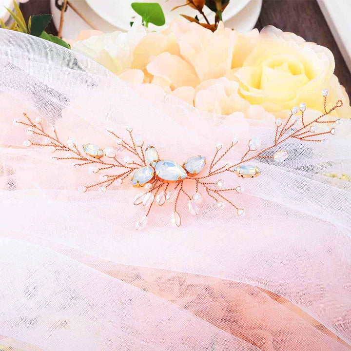 Wedding Rose Gold Crystal Hair Vine Bridal Rhinestone Headband Accessories Delicacy Sparkle Headwear For Women And Girls