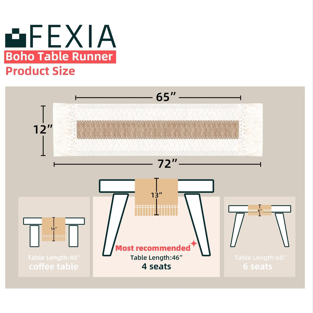 FEXIA Boho Table Runner for Thanksgiving Christmas Home