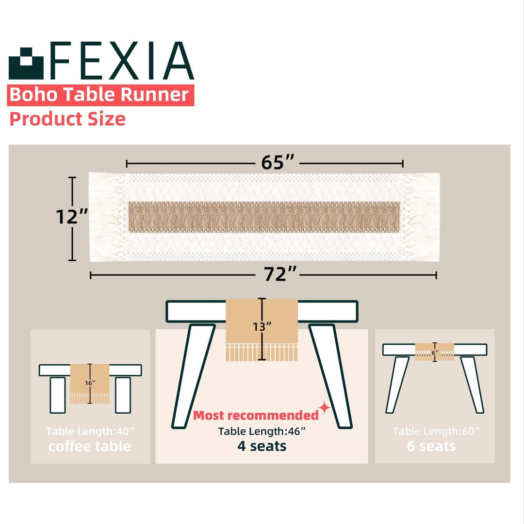 FEXIA Boho Table Runner for Thanksgiving Christmas Home