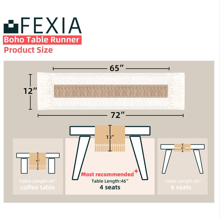 FEXIA Boho Table Runner for Thanksgiving Christmas Home