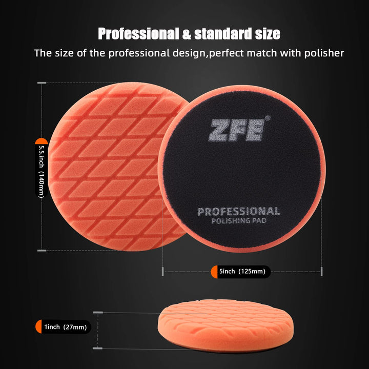 Buffing Polishing Pads, 7Pcs 5(125mm) Waffle Foam Buffing Pads Polishing Pads Wool Pad Kit for 5Inch Backing Plate RO/DA/GA Car Polisher Boat Compounding, Polishing and Waxing