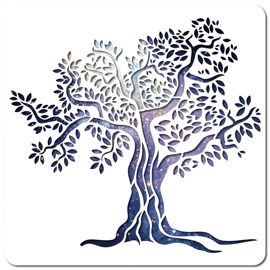 Large Tree of Life Stencil Template 12x12 Inch Reusable Plant Sign Home Decoration Stencil Plastic Tree Painting Stencils Square for Painting on Wood Wall Scrapbook Card Floor Drawing