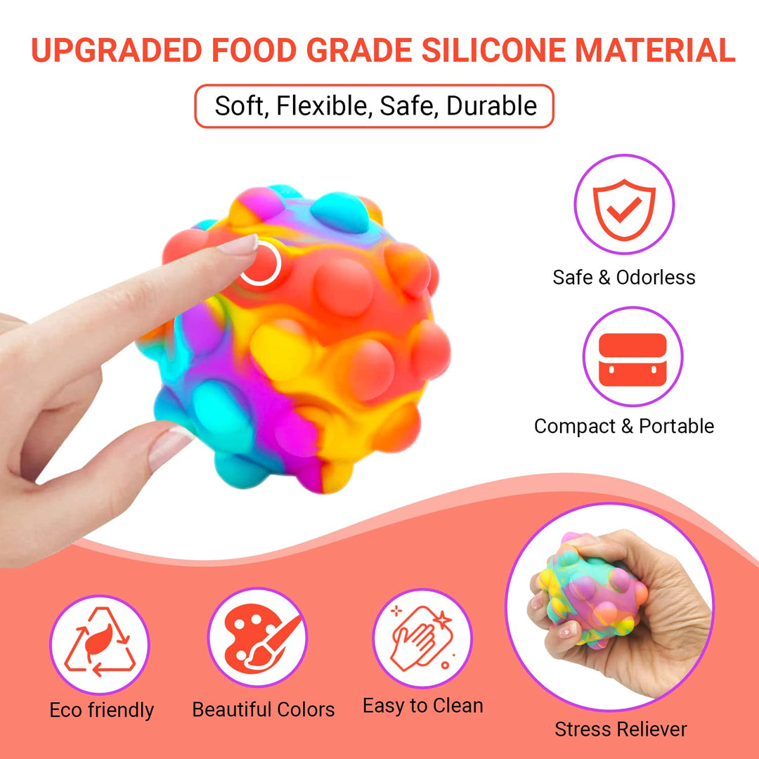Push Pop Bubble Fidget Sensory Toy Ball - for Autism, Stress, Anxiety - Kids and Adults (Multicolor Ball)