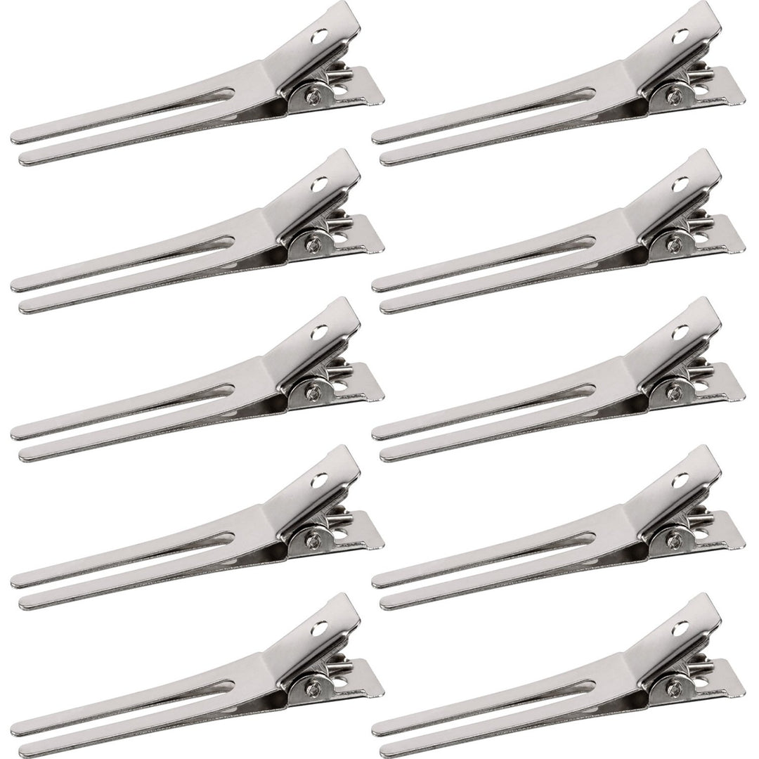 50 Packs 1.8 Inches Hairdressing Double Prong Pin Curl Setting Section Hair Clips Metal Alligator Clips Silver Hairpins for Hair Extensions