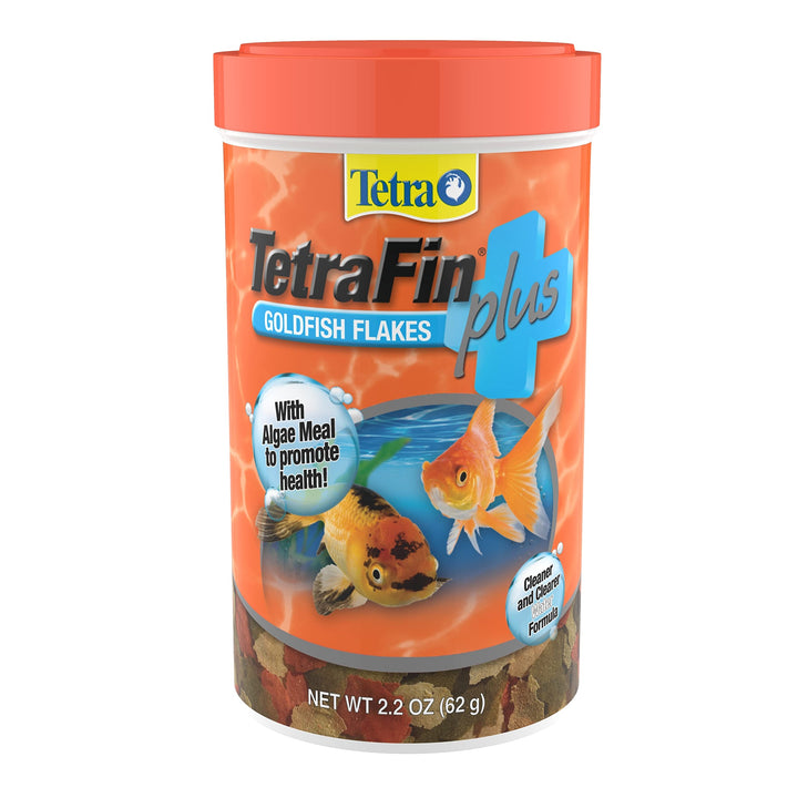 Fin Plus Goldfish Flakes 2.2 Ounces, Balanced Diet, With Algae To Promote Health,Oranges