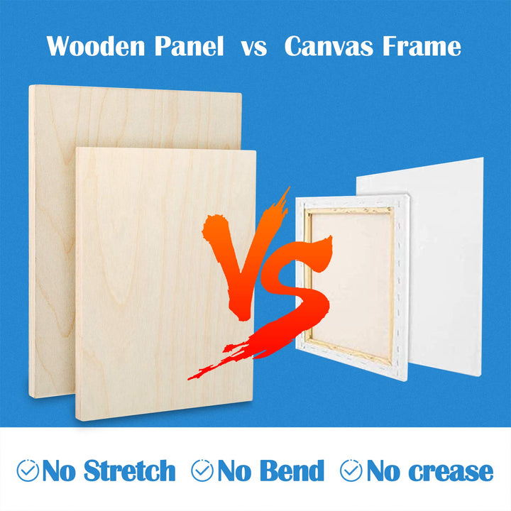 Unfinished Birch Wood Canvas Panels Kit, 4 Pack of 2 Sizes 11x14&#39; and 9x12&#39; Studio 3/4’’ Deep Cradle Boards for Pouring Art, Crafts, Painting, and More