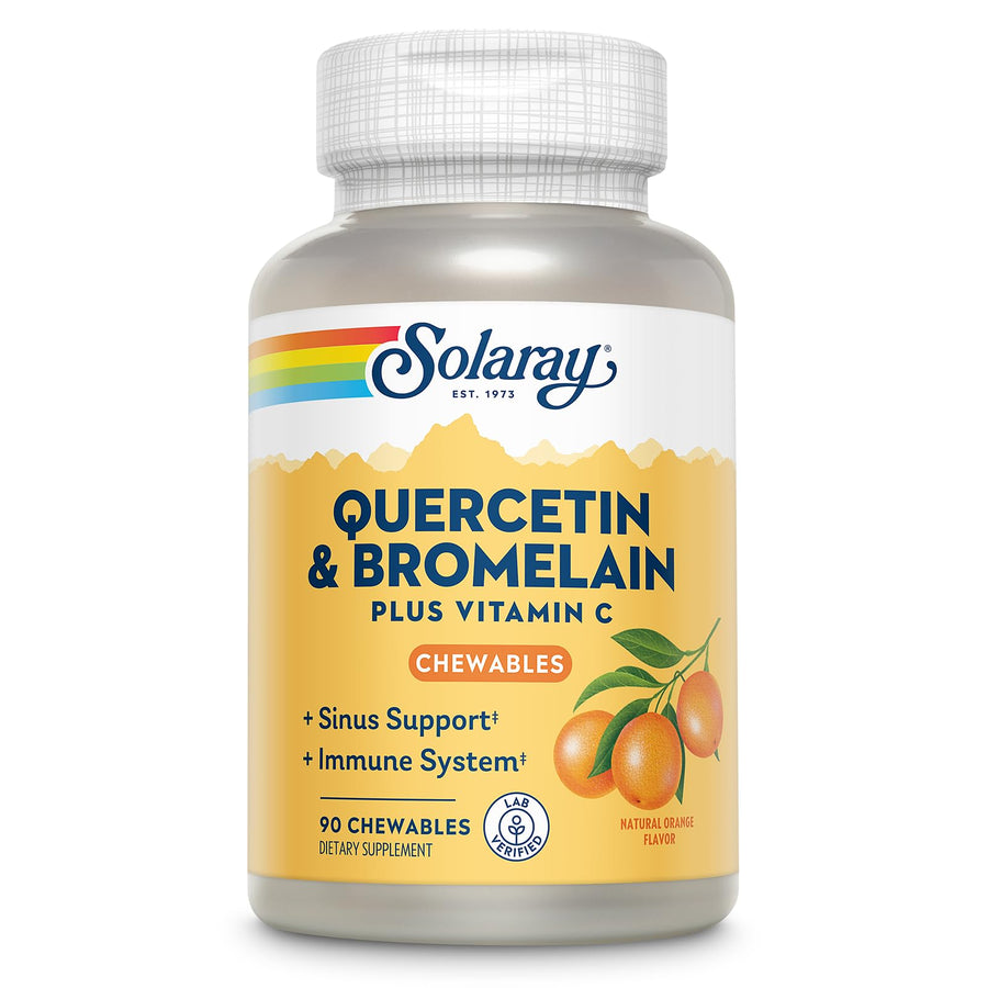 Quercetin with Bromelain and Vitamin C Chewables - Immune Support Supplement - Immune Defense and Heart Health Complex with 1250mg Vit C, Natural Orange Flavor, 60-Day Guarantee, 30 Serv, 90ct