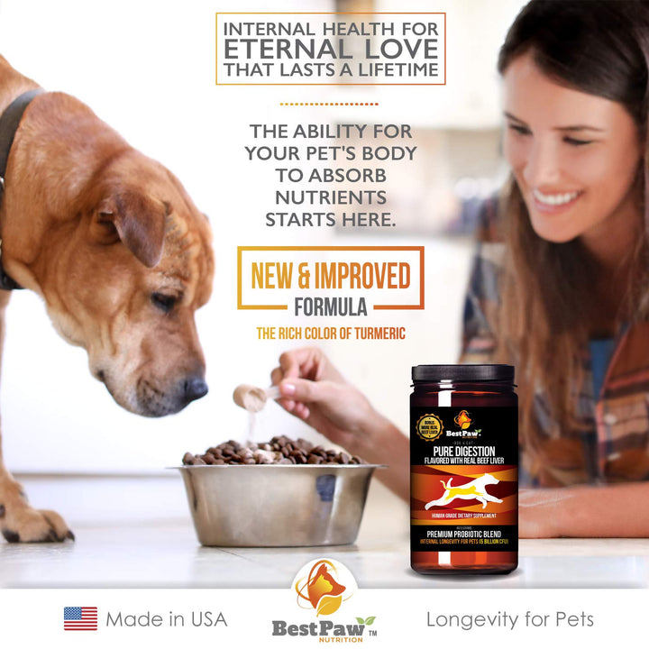 Probiotics for Dogs &amp; Cats with Prebiotics &amp; Digestive Enzymes Best for Gas Diarrhea UTI &amp; Yeast Infection Relief Grain Free Powder Supplement Organic Coconut Oil Pumpkin &amp; Turmeric Made in The USA