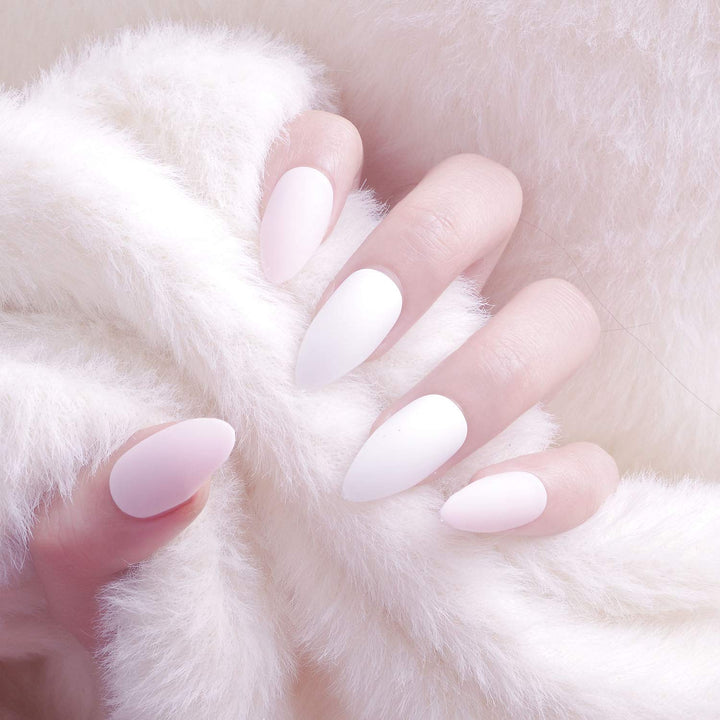 96Pcs Colorful Acrylic Nails Full Cover False Gel Nails Art Tips Sets Medium Stiletto Matteï¼Ë†Skylike Blueï¼â€°