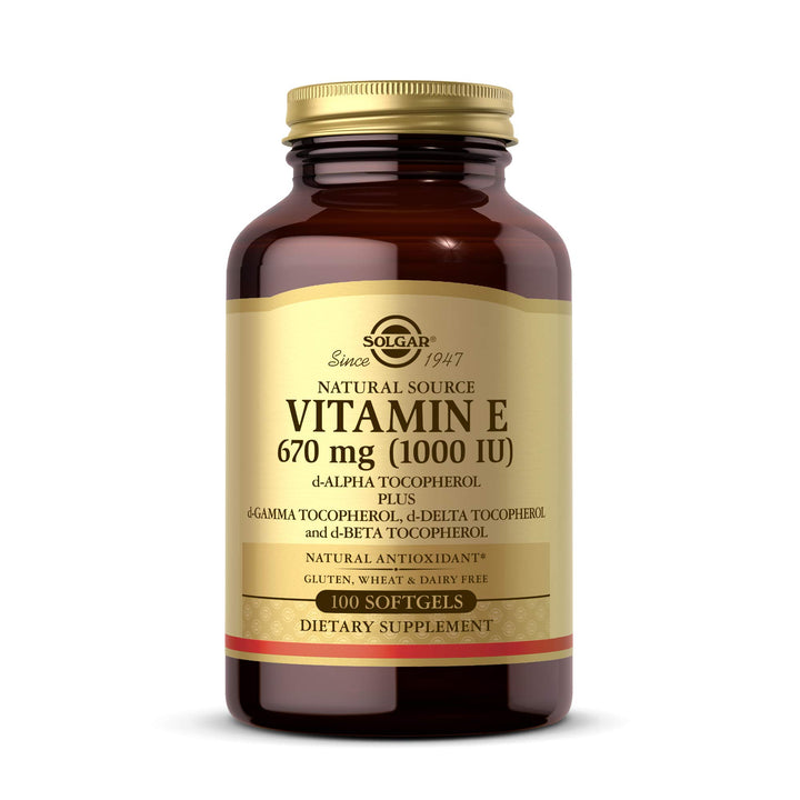 Solgar Vitamin E 670 mg (1000 IU), 100 Mixed Softgels - Natural Antioxidant, Skin &amp; Immune System Support - Naturally-Sourced Vitamin E - Gluten Free, Dairy Free - 100 Servings