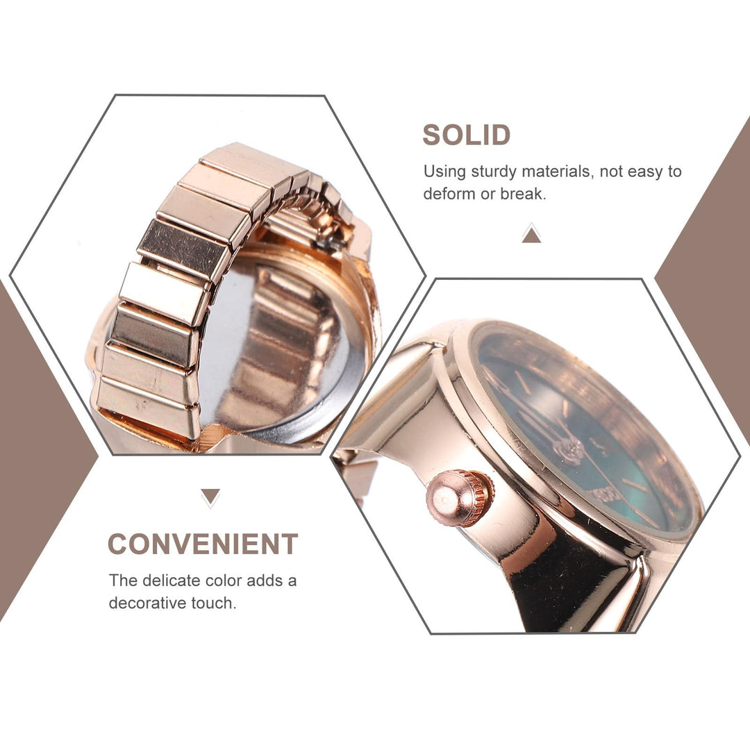 Ring Watch for Women and Men- Elastic Round Quartz Finger Ring Watch for Christmas Birthday Roman Numeral Design