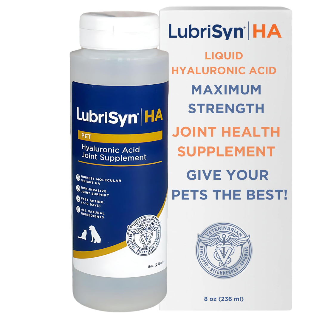LubriSynHA Hyaluronic Acid Pet &amp; Equine Joint Formula 8oz - All-Natural, High-Molecular Weight Liquid Hyaluronan - Joint Support for Horses, Dogs, Cats - Promotes Healthy Joint Function, Made in USA